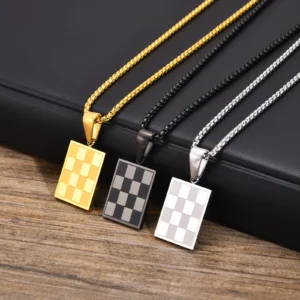 Men Checkered Necklace Gift